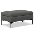 thumbnail image 2 of Rebecca Rectangular Coffee Table Storage Ottoman | Slate Grey Linen-Style Fabric, Lift-Up Lid, Black Iron Legs | 24"W x 36"D x 18"H | Modern Living Room Furniture & Organizer, 2 of 6