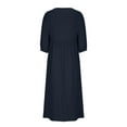 thumbnail image 5 of Plus Size Maxi Dress for Women Women'S Summer Loose Long Sleeve Round Neck Solid Color Ankle-Length Dress, 5 of 6