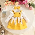 thumbnail image 2 of CAICJ98 Baby Girl Clothes Fall Winter Outfit Long Sleeve Ruffle Romper Plaid Skirt Bow Headband 3 Pcs Set (Yellow,9-12 Months), 2 of 8