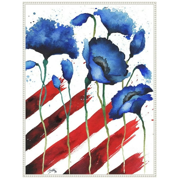 Amanti Art Patriotic Floral II Framed Canvas Wall Art Print