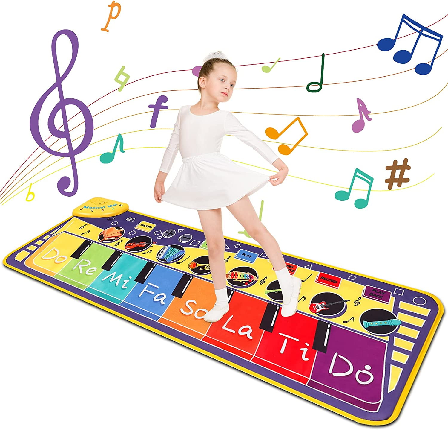 LAYADO Piano Mat for Kids,Keyboard Music Dance Carpet with 8 Instrument