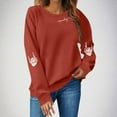 thumbnail image 2 of Inglocry Halloween Sweatshirts for Women Spooky Season Funny Long Sleeve Graphic Crewneck Pullover Tops Cute Ghost Sweater Hippie Shirt Saffron 2XL, 2 of 6