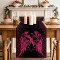 thumbnail image 3 of Pink Ribbon Cotton Linen Table Runner for Dining Kitchen, Wings Romantic Love Heart Flowers Black Wedding Outdoor Party Tablerunners Decoration, Dresser Scarf Coffee Tablecloth Runners 13x60 Inches, 3 of 8