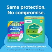 Equate Ultra Thin Pads with Flexi-Wings, Long Super Absorbency, Size 2, 42 Count