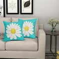 thumbnail image 6 of Daisy Flower Aqua Turquoise Pillow Covers 18x18 Inch White Petal Floral Bloom Decorative Teal Pillow Cases Spring Summer Cushion Covers Farmhouse Home Decor for Porch Couch Outdoor Set of 2, 6 of 6