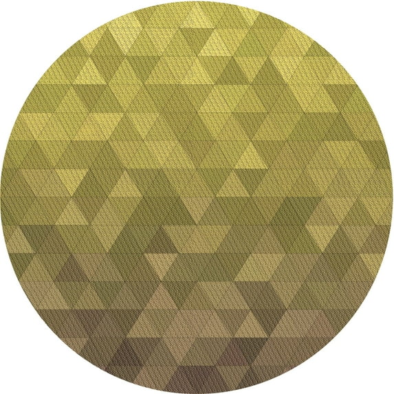 Ahgly Company Machine Washable Indoor Round Transitional Yellow Area Rugs, 8' Round