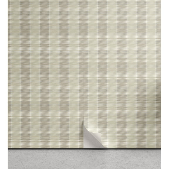 Ambesonne Boho Peel & Stick Wallpaper for Home, Nude Tones Vertical Stripes, 13"x100", Pale Sepia and Grey Yellow