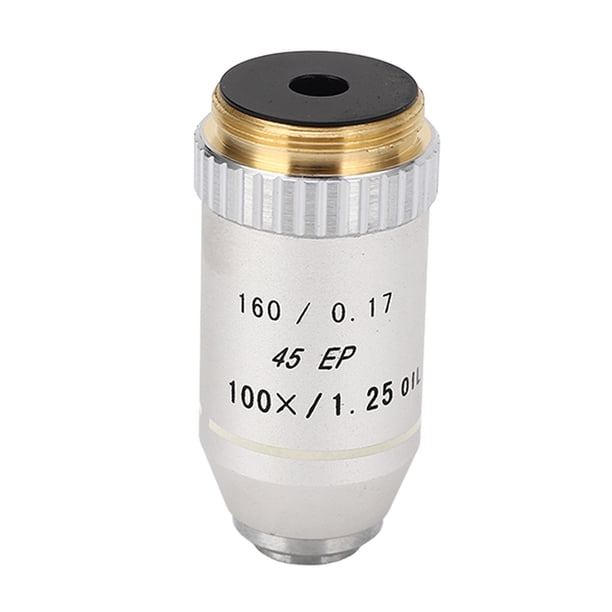Lente Objetivo Acromática Para Microscopio, Objetivo Para Microscopio Acromático 100X Resistencia A La Corrosión Alto índice De Refracción Latón Acero Inoxidable Para La