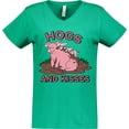 thumbnail image 3 of Inktastic Hogs and Kisses with Cute Pig Family Women's V-Neck T-Shirt, 3 of 5