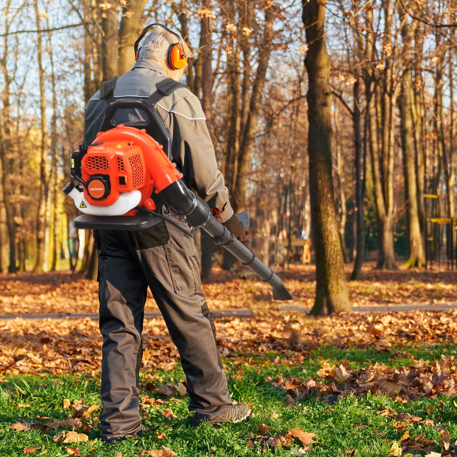 AurumEdge Gas Backpack Leaf Blower, 52CC 2-Cycle Leaf Blower Snow Blower, 550 CFM 2.3HP/1.7KW Commercial-Grade Dust Blowe