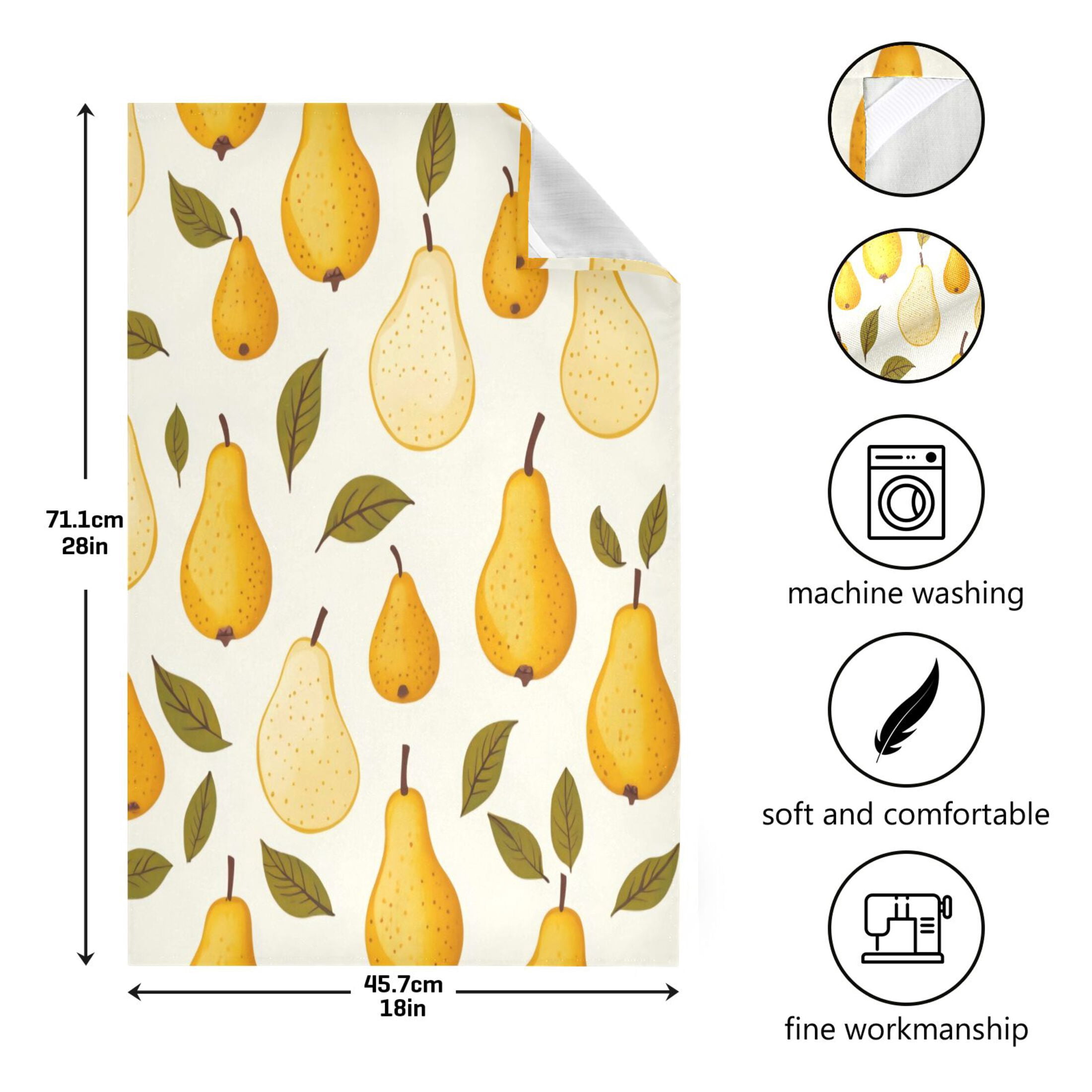 Kitchen Towel 28x18 Inches x6，Plate Towel, Decorative Towel, Napkin, Tea Towel Tea Towels For Kitchen Dish Cloths & Dish Towels Yellow Pear