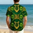 thumbnail image 4 of St Patrick's Day Shirt for Men Oversized Button Down Irish Shamrocks Print Lapel Short Sleeve Shirts Summer Collared Hawaiian Beach T Shirts, 4 of 8
