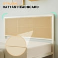 thumbnail image 4 of Full/Queen Size Rattan Bed Frame with LED Light Headboard, Bohemian Style CaneBo-hoBed Frames with Heavy Duty Sturdy Steel Slat Support, No Box Spring Needed, White, 4 of 9