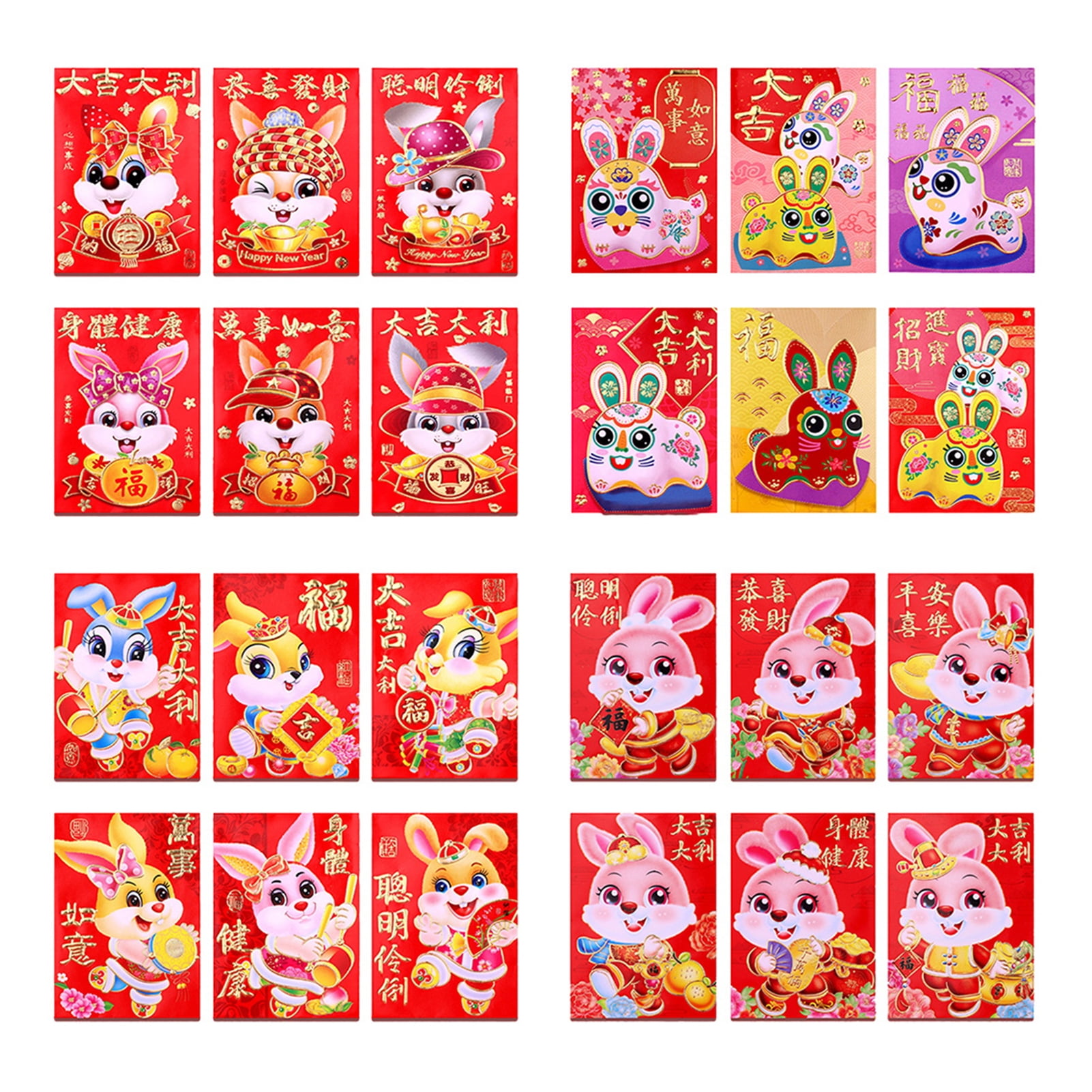 6pcs Happy Birthday Red Envelope Hot Stamping Creative Red Pocket