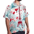 thumbnail image 2 of Eiffel Tower Valentine's Day Men's Short Sleeve Button Down Casual Beach Printed Shirts, 2 of 6