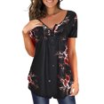 thumbnail image 2 of Fridja T-Shirt Blouse d'Été à Manches Courtes Col Rond Ample pour Femmes, 2 of 6