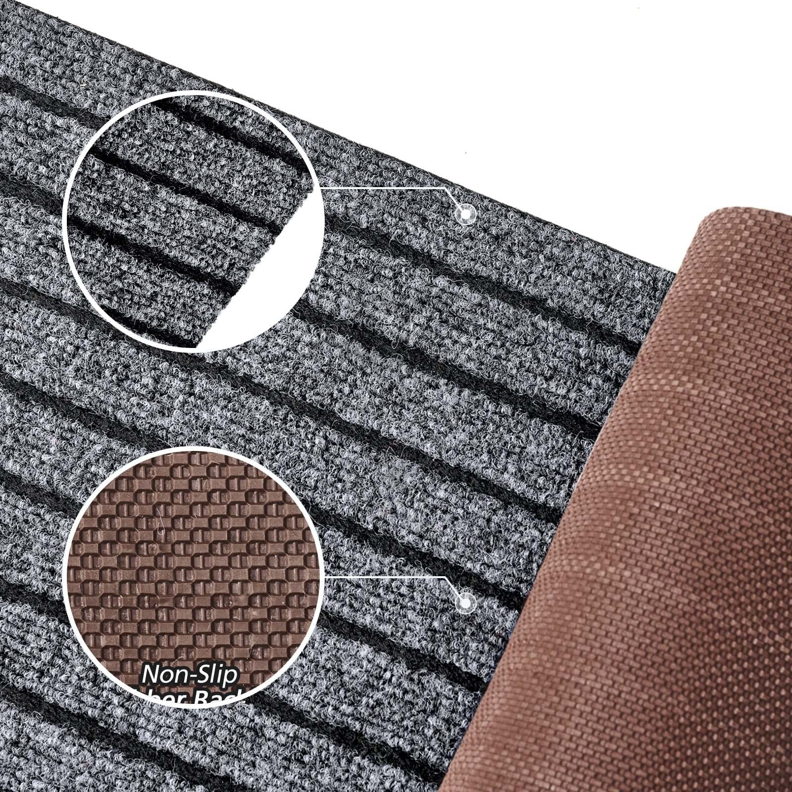 Morefany Outdoor Indoor Runner Rug Custom Size Rugs Non-Slip Hallway Carpet Runners with Rubber Backing Mat for Kitchen Entryway Garage Laundry 4ft x 17ft, Grey Striped