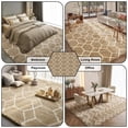 thumbnail image 3 of Pentantan 8ft x 10ft Shag Area Rugs for Living Room, Modern Geometric Fluffy Bedroom Carpet, Camel & White, 3 of 7