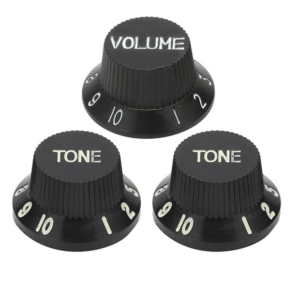 Perillas de control de guitarra de 3 piezas, 1 volumen, 2 tonos, ajuste superior ABS, kit de repuesto para instrumento, accesorio negro