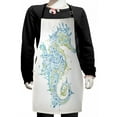thumbnail image 1 of Seahorse Kids Apron, Sea Animal Creature in a Creative Design Illustration Print, Boys Girls Apron Bib with Adjustable Ties for Cooking Baking Painting, Pale Blue Green, by Ambesonne, 1 of 2