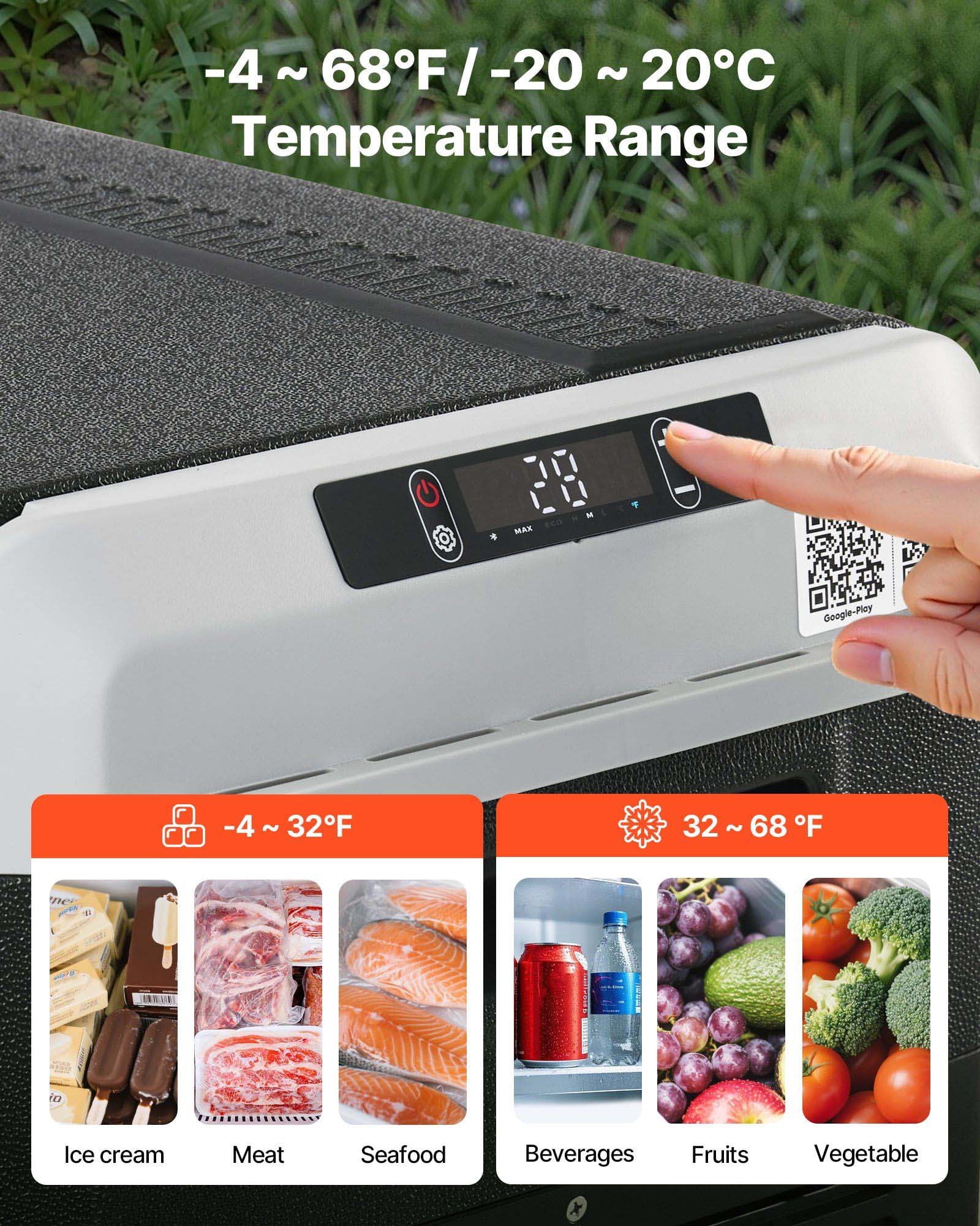 12V Car Refrigerator 42.3QT, Portable Car Fridge Freezer -4 to 68°F, DC 12/24V & AC 100-240V, Electric Cooler for Camping, RV, Travel