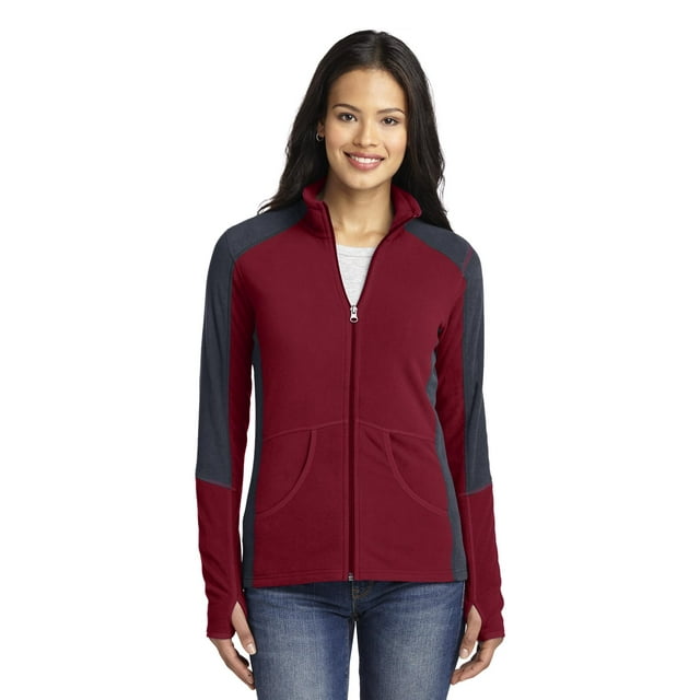 Port Authority Chaqueta de microforro polar Colorblock para mujer XS Granate/Gris acorazado Autoridad Portuaria L230