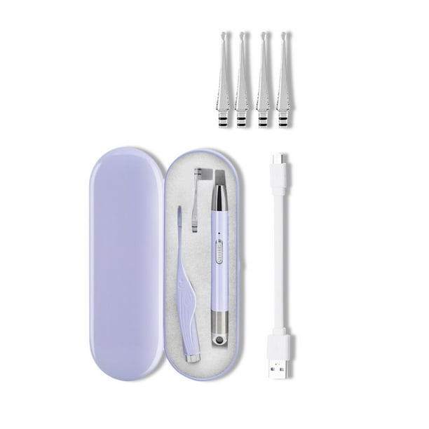Naiovety 2 piezas de herramientas de extracción de cera para los oídos, pinzas de cuchara luminosas portátiles con luz LED, palillo Visual de Suministros de limpieza para el hogar