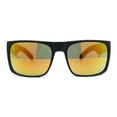 thumbnail image 2 of Mens Color Mirror Rectangular Sport Horn Rim Shark Fin Arm Sunglasses Matte Black - Orange Mirror, 2 of 4