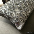 thumbnail image 4 of The HomeCentric Decorative Silver Pack of 2, 12"x14" (30x35 cm) Lumbar Pillow Cover, Silk Sequins & Crystal Oblong Pillow, Geometric Pattern Modern Style - Silver Jubilee, 4 of 9