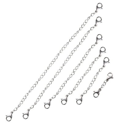 

6pcs Stainless Steel Lobster Buckle Extender Chain Necklace Extension Chain for Jewelry Making Findings (Silver 50mm+75mm+100mm+125mm+150mm+25mm)