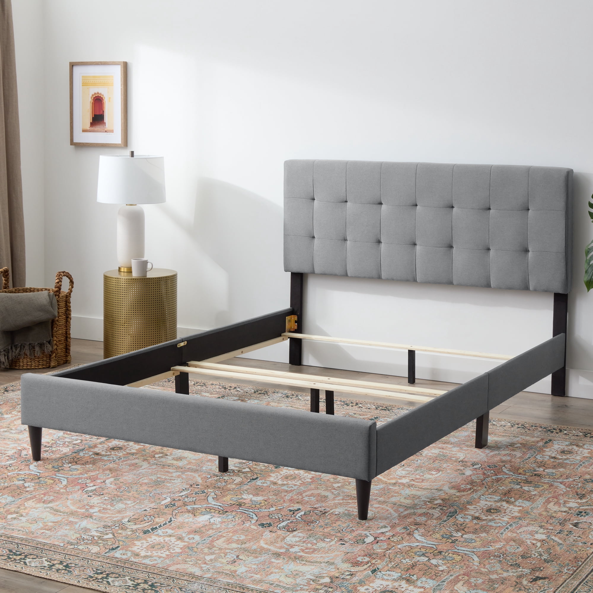 Rest Haven Gresham Tufted Upholstered Bed, Queen, Gray (Box Spring Required)
