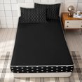 thumbnail image 4 of Erosebridal Modern Polka Dot Zipper Full Size Comforter Sets with Fitted Sheet and 2 Pillowcases for Girls, Black White Dotted Zipper Bedding Set, Black Reversible, 4-Piece, 4 of 7