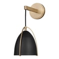 thumbnail image 3 of Generation Lighting Norman 1-Light Satin Brass Wall Sconce with Midnight Black Steel Shade, 3 of 8
