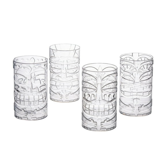 Clear Tiki Cups - Party Supplies - 8 Pieces