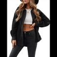 thumbnail image 1 of Chaqueta de Mujer de Gran Tamaño con Botones y Larga con Aberturas. Negro L, 1 of 7