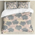 thumbnail image 1 of Abstract Duvet Cover Set, Marble Leaf Silhouettes with Grunge Strokes Repetitive Pattern Art, Decorative 3 Piece Bedding Set with 2 Pillow Shams, Queen Size, Pale Salmon Beige, by Ambesonne, 1 of 3