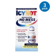 Icy Hot Medicated No Mess Applicator Pain Relieving Liquid, 2.5 Oz (Pack of 3)
