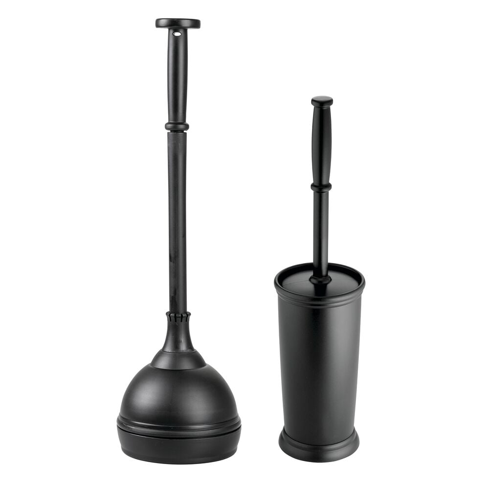 Sturdy Deep Cleaning mDesign Compact Toilet Bowl Brush and Holder for Bathroom Storage Black
