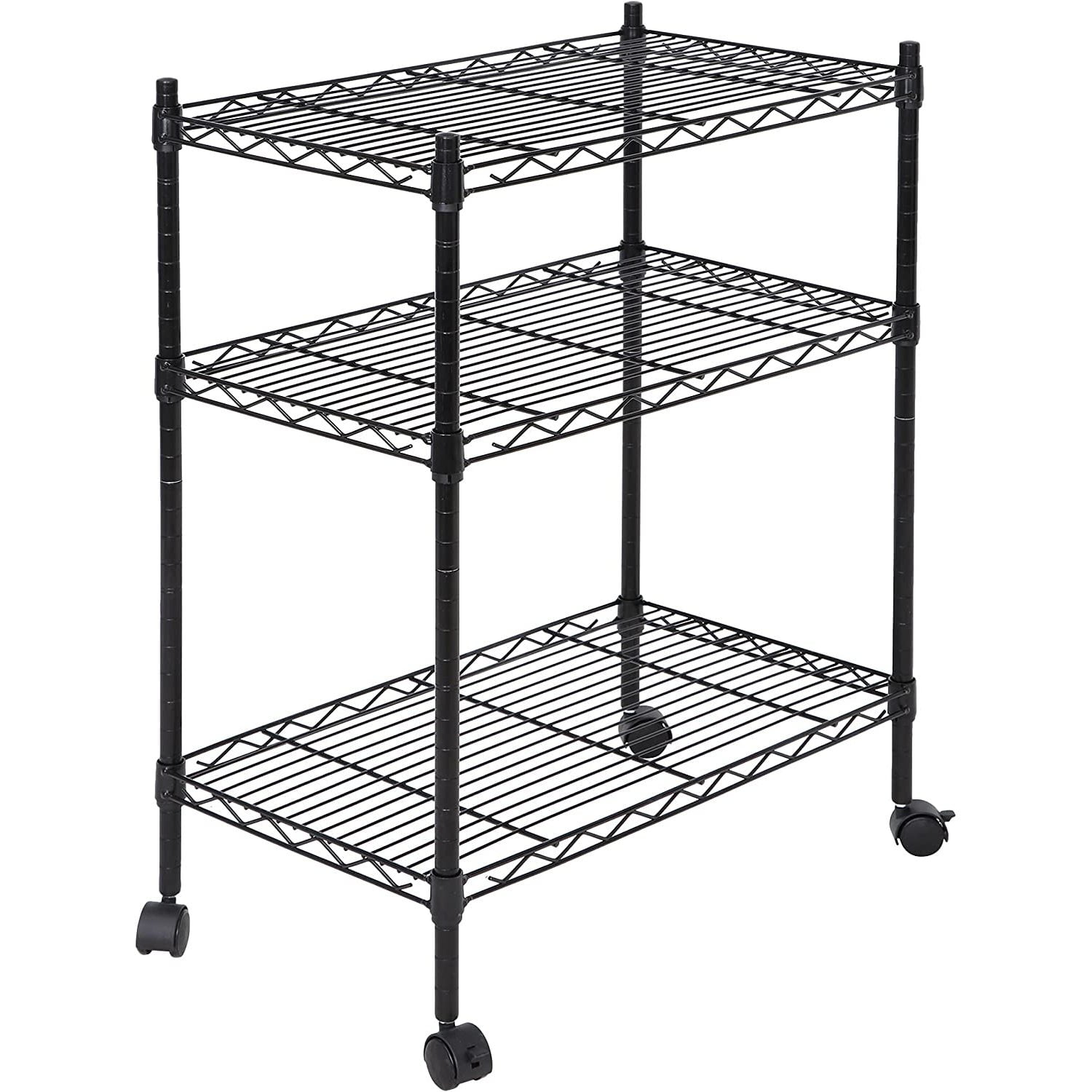 3Shelf Adjustable Heavy Duty Storage Wire Shelving Unit with Wheels