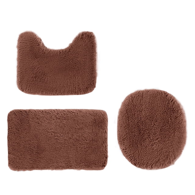 Rbaofujie Hallway Rug Solid Color Bath Mats 3 Set Bathroom Rugs for 3 Pcs Toilet Mats Universal Soft Comfortable Water Absorption Non-Slip Thick Machine Washable Easier To Dry Dark Gifts for Women