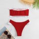 thumbnail image 3 of Gibobby Conjunto de Bañador Sexy New Border High Fork Candy Bikini Split Traje de baño Mujer Wood Ear Small Bra(Rojo,G), 3 of 5
