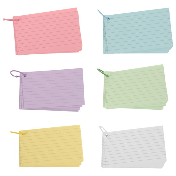 Xiangjird 300 Pcs Colored Ruled Index Cards with 6 Rings Thick Neon Color Study Flash Cards Punched Lined Flashcards Studying Notecards