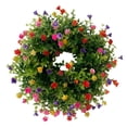 thumbnail image 2 of Corona de flores artificiales de gypsophila de hojas verdes, corona de primavera para pared 30 centimetros, 2 of 9