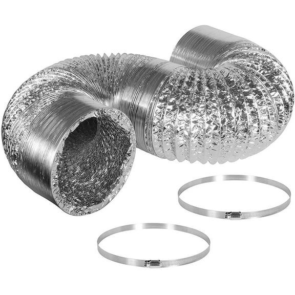 iPower 1-Pack 6" x 8ft Aluminum Duct Hose, Non-Insulated Flexible Ventilation for Grow Tents, Dryers & HVAC