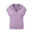 thumbnail image 6 of Fnooota Women's Sleeveless Hoodies, Casual Full Zip Drawstring Lightweight Womens Clothes Womens Tops Purple Size 2XL, 6 of 6