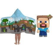 Minecraft Steve Pillow Buddy and Hooded Bath Towel Bundle