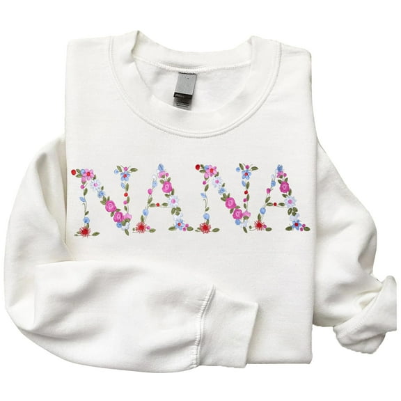 Embroidery Nana Sweatshirts For Women Gift Sweatshirt From Grandkids Nana Flower Grandma Gift Mothers Christmas