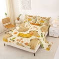 thumbnail image 2 of Erosebridal Cute Capybara Full Size Sheets,Orange Flowers Green Leaves Bed Sheets For Girls Kids 4pcs, 2 of 6