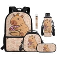 thumbnail image 2 of Bulopur Orange Capybara Kids Backpack Set 5 Pcs Kawaii Cute Book Bag with Lunch Bag, Pencil Case, Water Bottle Cover and Wrist Strap for Capybara Lover Girls Ages 6-12, 2 of 8