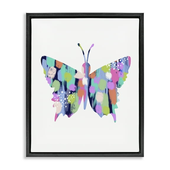 Stupell Industries Pastel Patterned Butterfly Animals & Insects Painting Black Floater Framed Art Print Wall Art, 17 x 21
